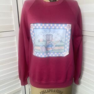 80s/90s Vintage Jerzees Crewneck Fuchsia Sweatshirt Bear Honey Sz Large